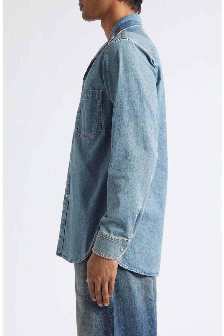 Oversize Taped Denim Shirt, Alternate, color, ICE BLUE