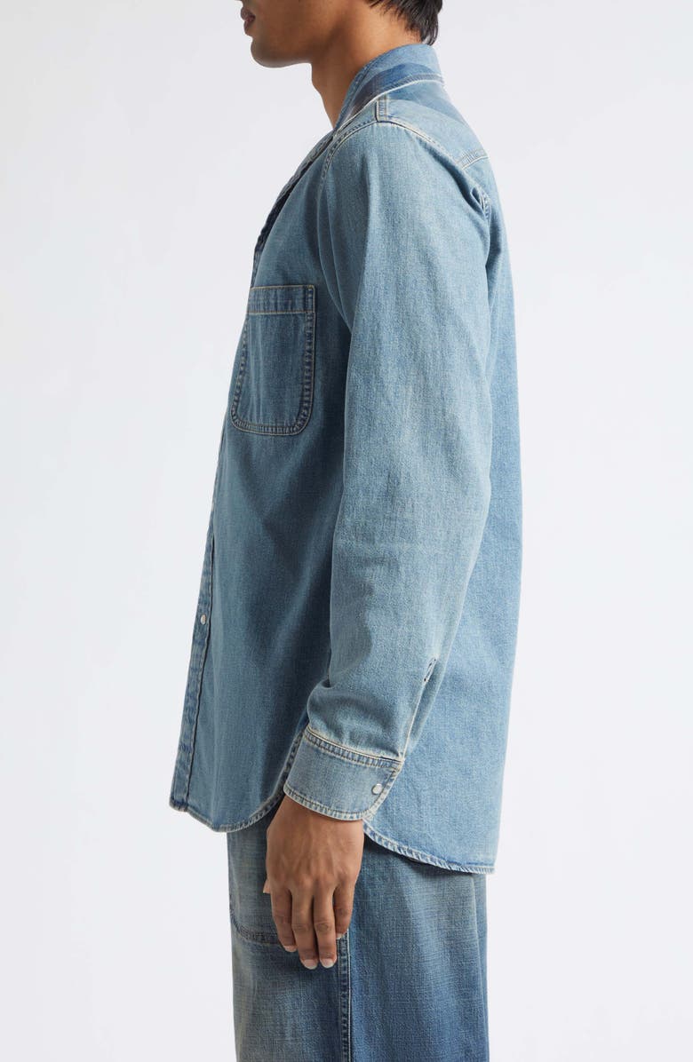 Maison Margiela Oversize Taped Denim Shirt, Alternate, color, Ice Blue