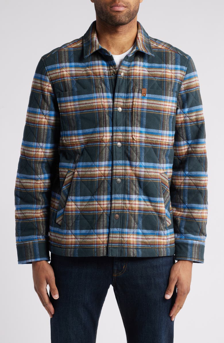Tommy Bahama Oak Harbor Quilted Plaid Flannel Shirt Jacket, Alternate, color, Deep Slate