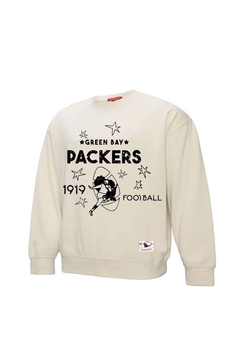 Women's Mitchell & Ness Cream Green Bay Packers Shooting Stars Pullover Sweatshirt, Alternate, color, Cream