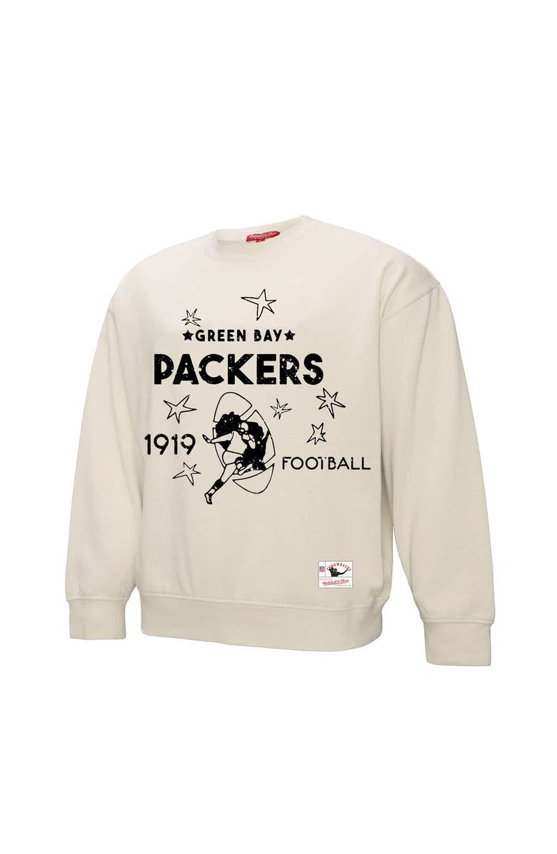 Mitchell & Ness Women's Mitchell & Ness Cream Green Bay Packers Shooting Stars Pullover Sweatshirt, Alternate, color, 