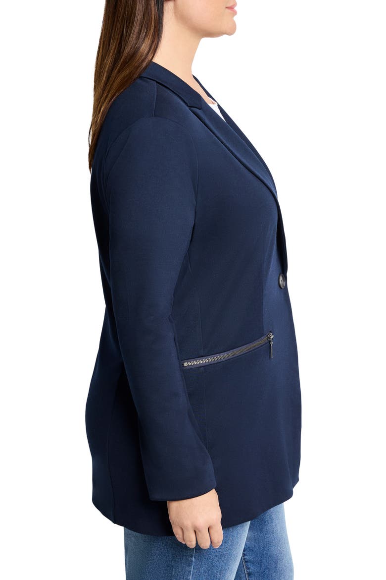 Zip Pocket Ponte Jacket, Alternate, color, DARK INDIGO
