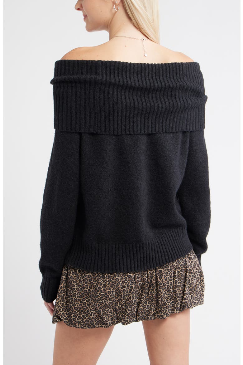 Off the Shoulder Sweater, Alternate, color, BLACK