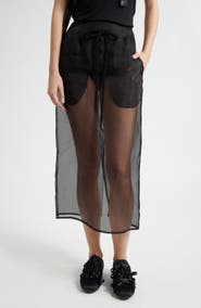 Simone Rocha Sheer Frayed Column Pencil Skirt