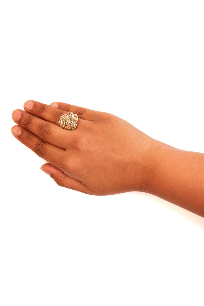 10K Yellow Gold 2.0 Cttw Channel Set Diamond Cocktail Swirl Band Ring, Alternate, color, Yellow