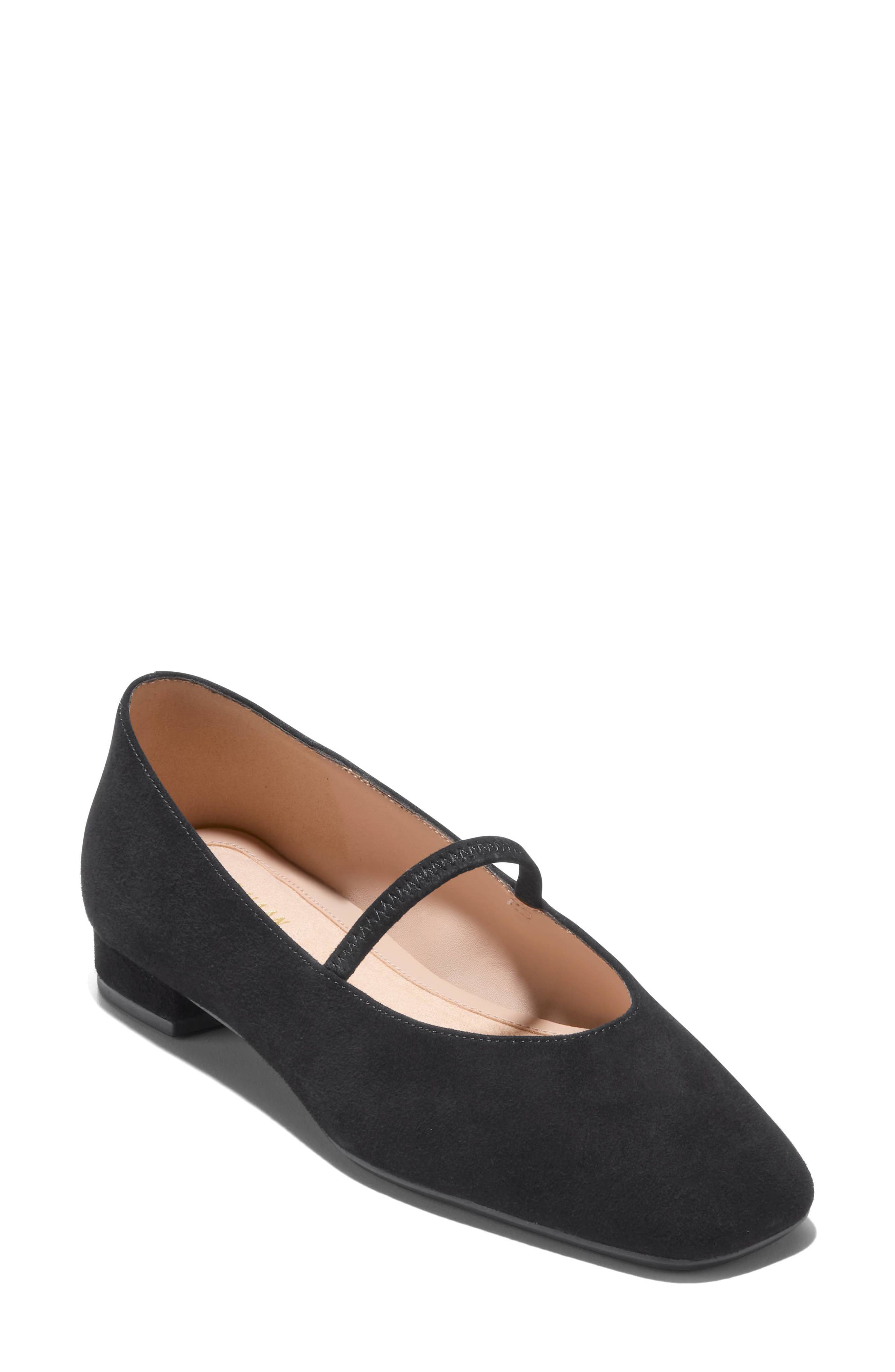 Go-To Valinda Mary Jane Flat, Main, color, BLACK SUEDE