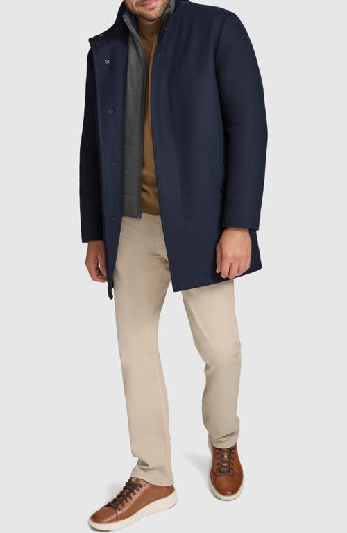 Andrew Marc Wool Blend Twill Car Coat In Blue
