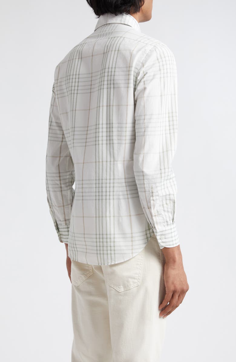 Eleventy Check Cotton & Linen Button-Up Shirt, Alternate, color,