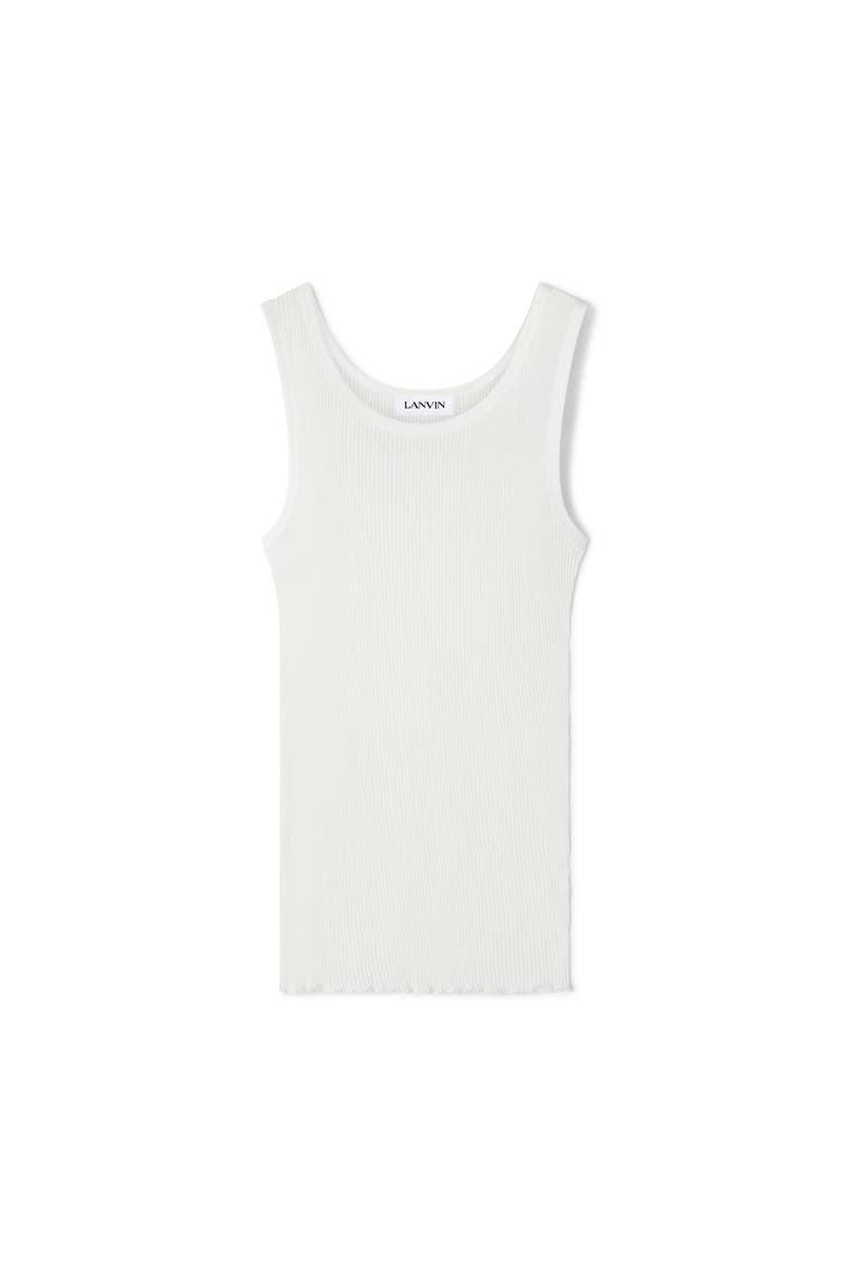 White Pleated Jersey Tank Top, Alternate, color, White