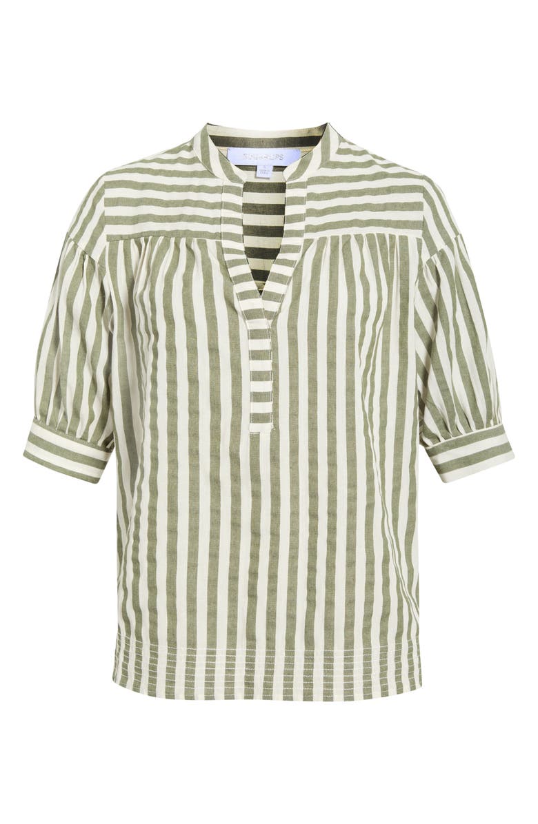 SUGARLIPS Catana Stripe Split Neck Top, Main, color, Green White