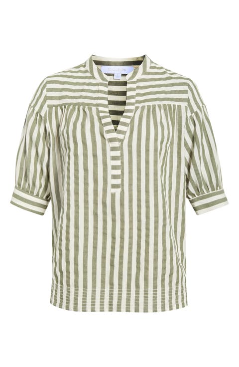 Catana Stripe Split Neck Top