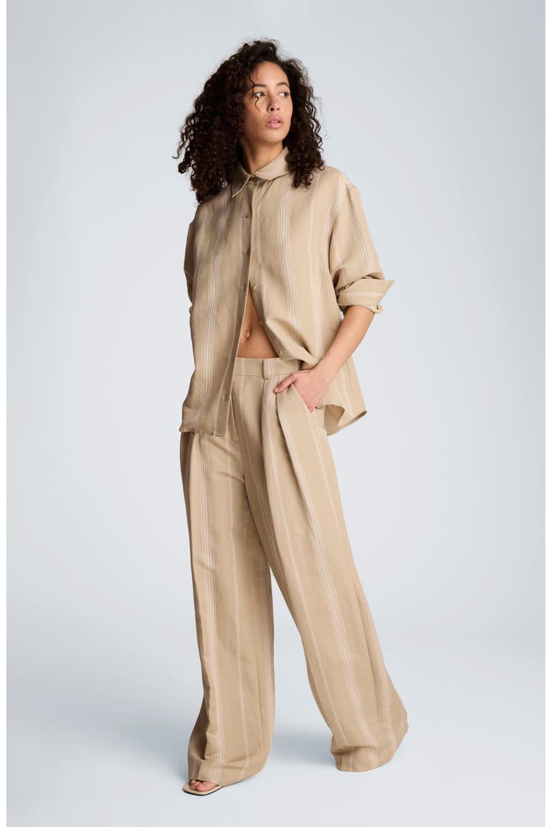 Double Pleat Wide Leg Pants, Alternate, color, TILESTRIPES TAUPE / WHITE