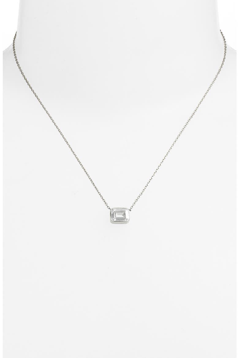 Mini Heart Bezel Pendant Necklace, Alternate, color, SILVER/ WHITE/EMERALD CUT