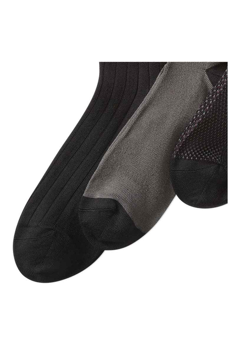 Assorted 3-Pack Bird's Eye Socks, Alternate, color, BLACK