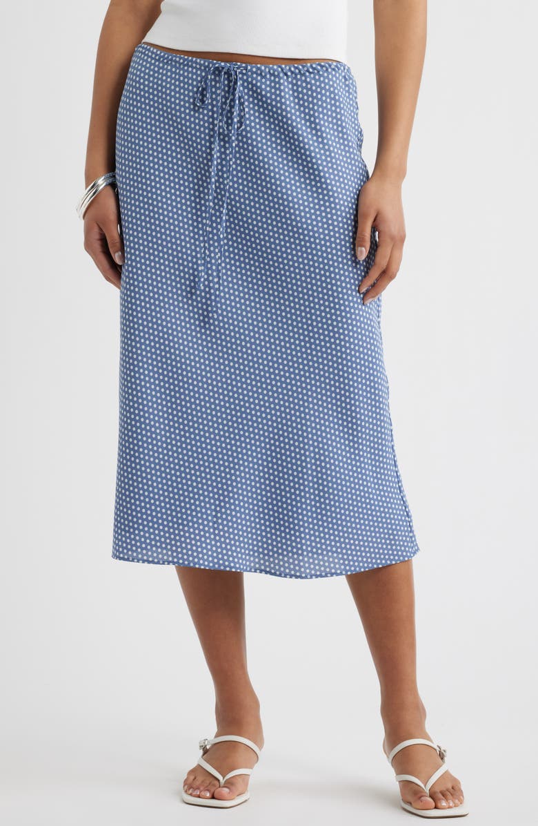 Open Edit Print Midi Skirt, Main, color, Blue- Ivory Tight Dot