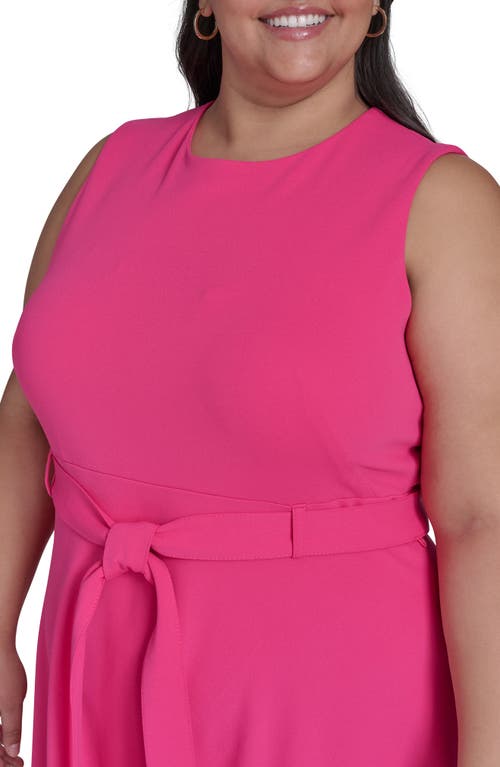 Shop Calvin Klein Tie Scuba Crepe Midi Dress In Hibiscus