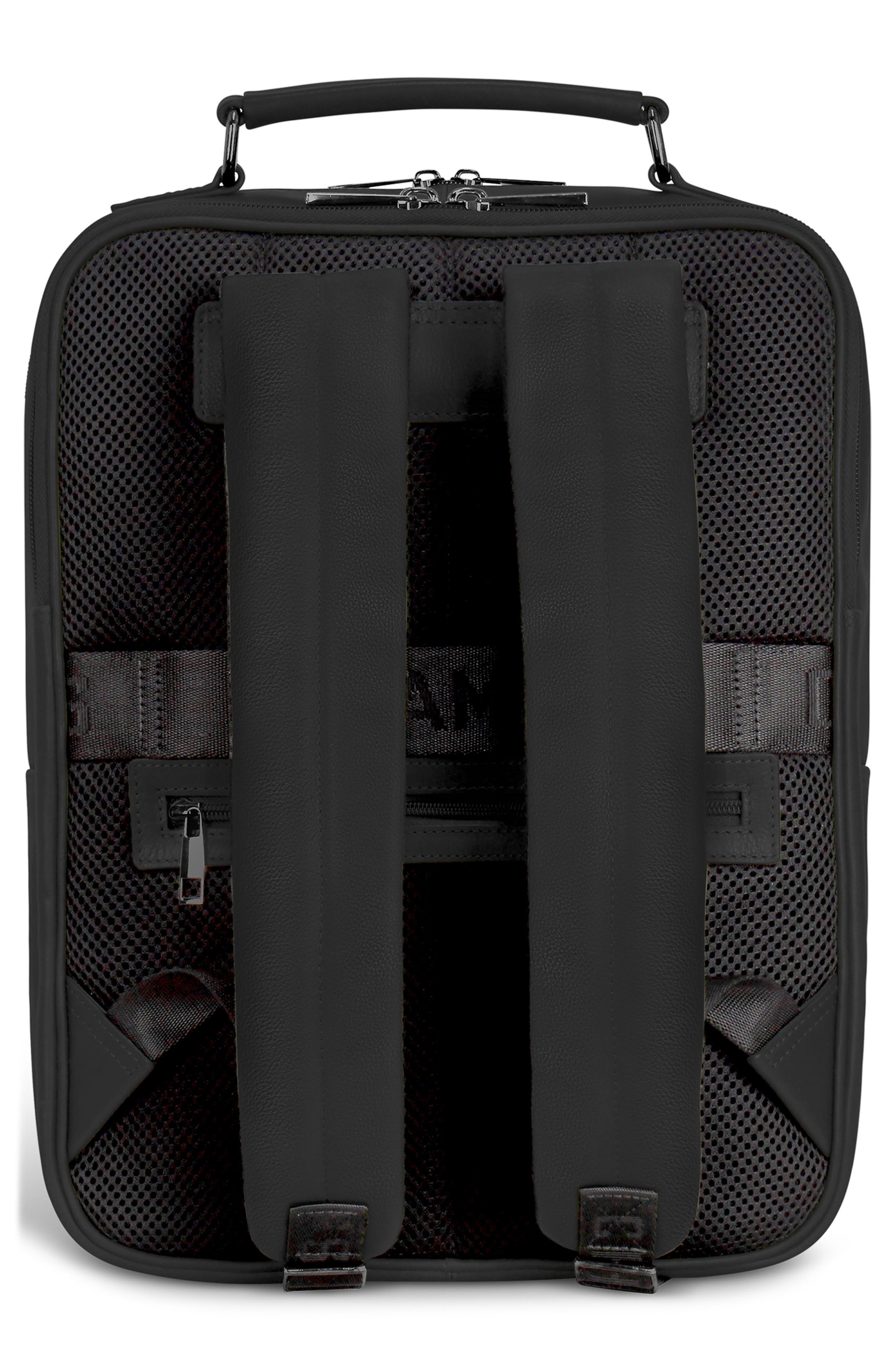 CHAMPS Compact Leather Travel Backpack, Alternate, color, Black