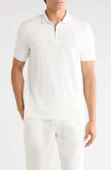 DENIM AND FLOWER Quarter Zip Textured Knit Polo