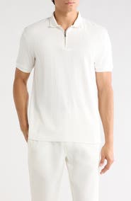 DENIM AND FLOWER Quarter Zip Textured Knit Polo