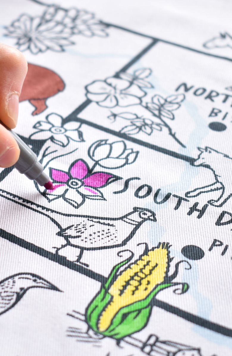 Eat Sleep Doodle United States map color in tablecloth, Alternate, color, Light Blue/Multicolor