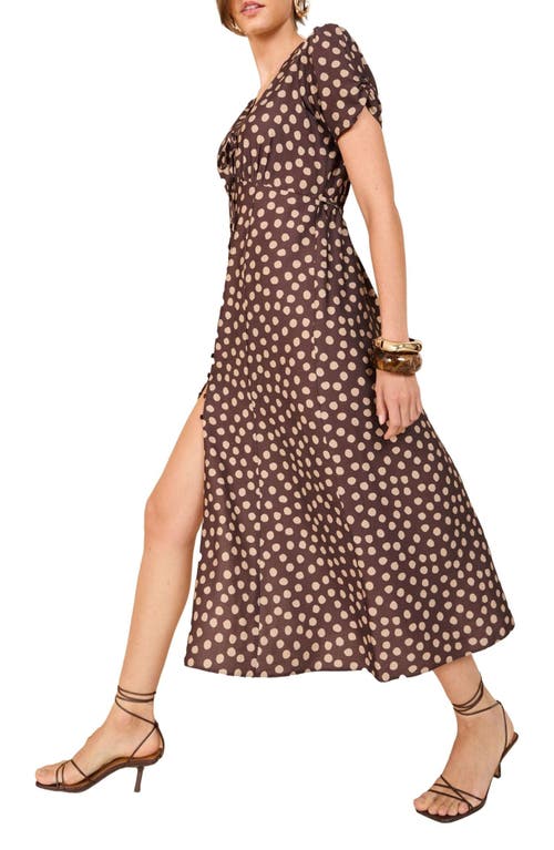 Friends Like These Polka Dot Fit & Flare Midi Dress In Brown