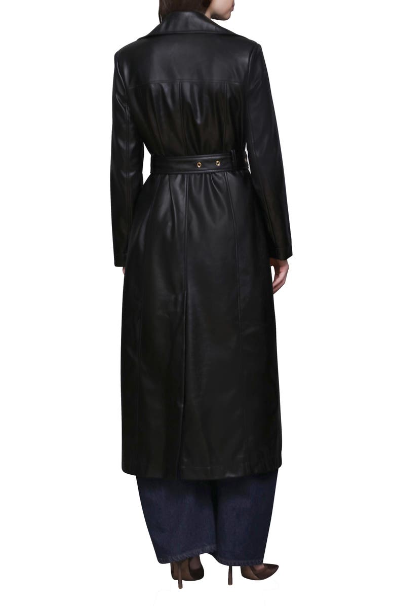 Avec Les Filles Belted Faux Leather Utility Trench Coat, Alternate, color, Black