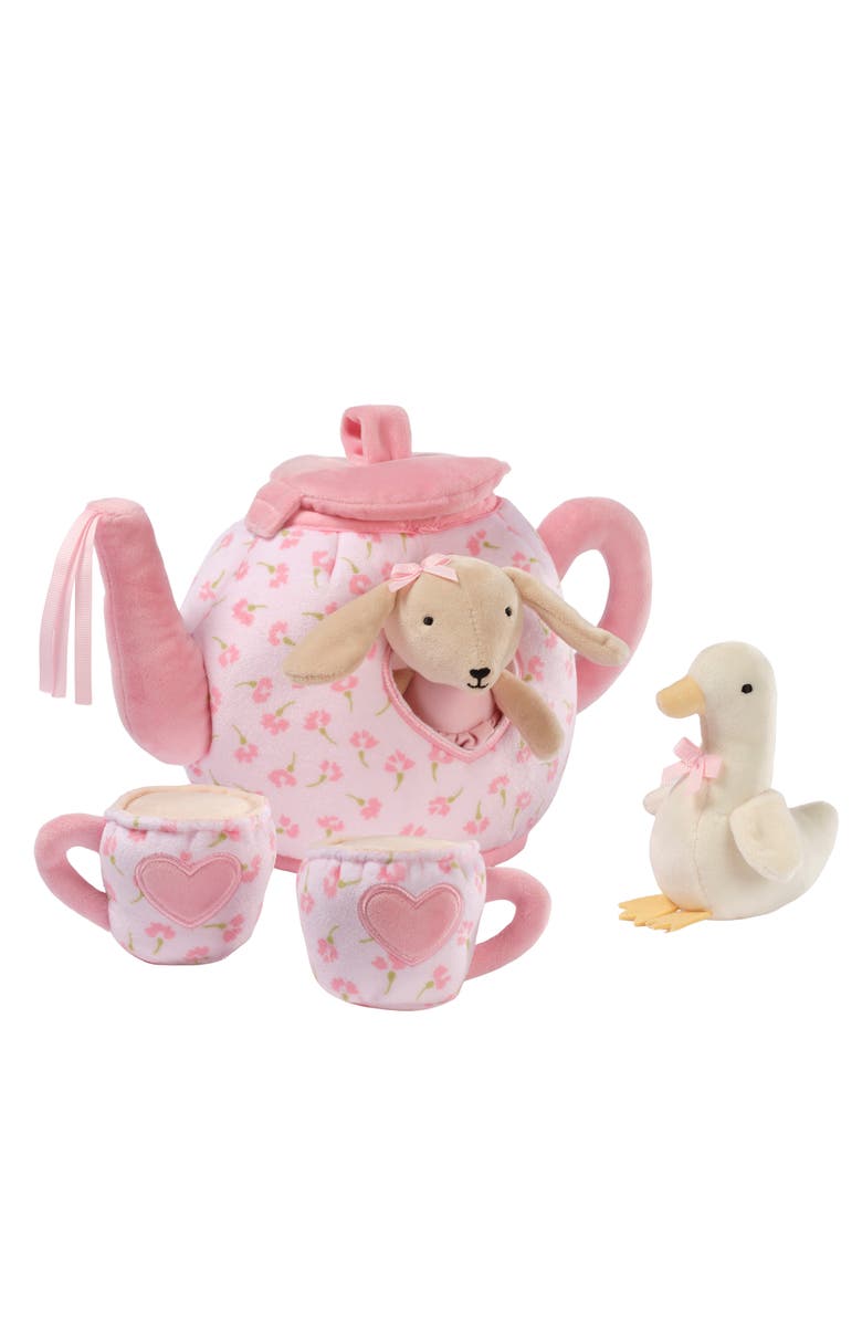 Lambs & Ivy Tea Party Interactive Plush Playset Toy w/ Cups, Pot, Goose & Bunny, Alternate, color, Pink