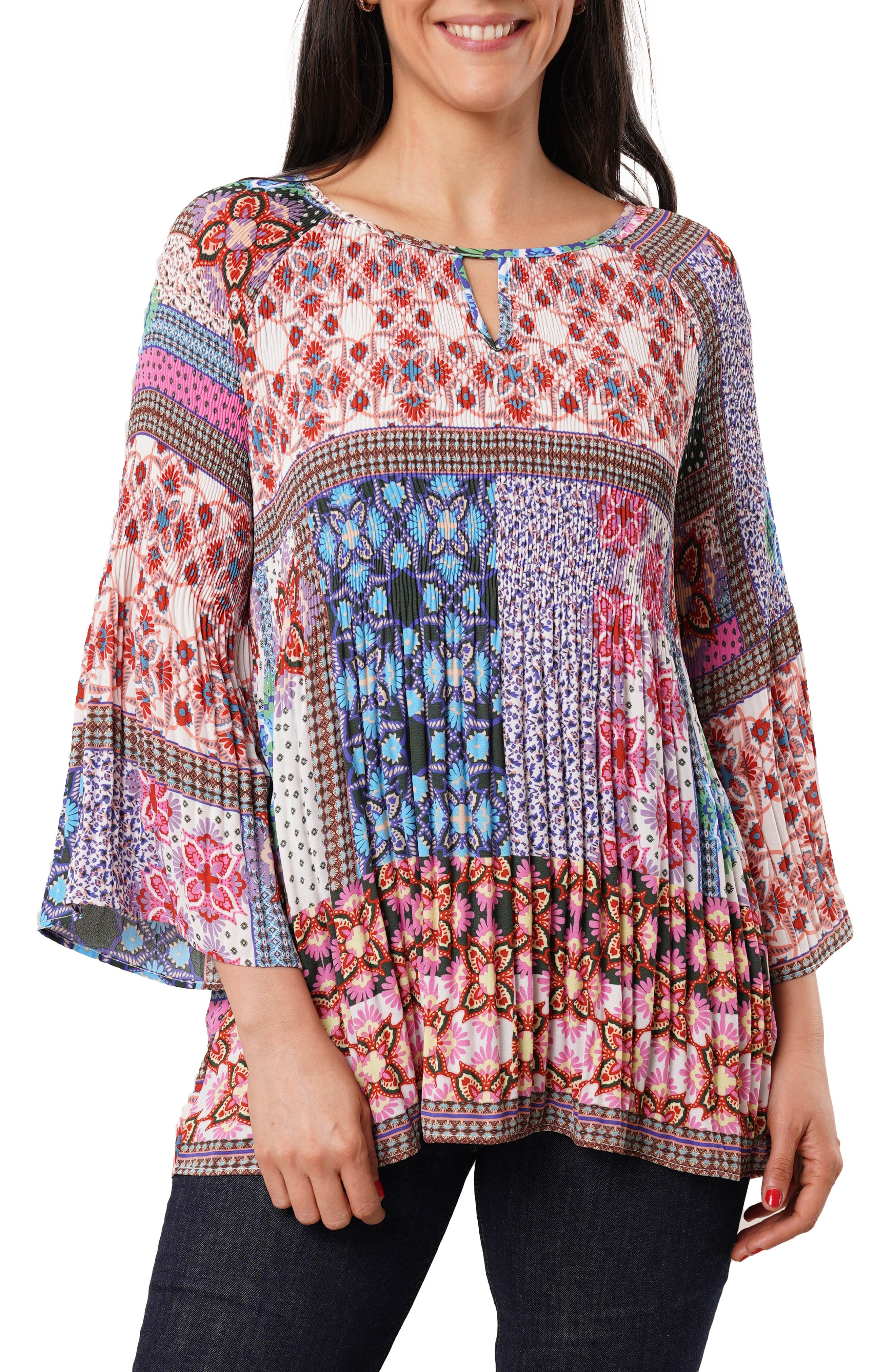 Pleated Keyhole Top