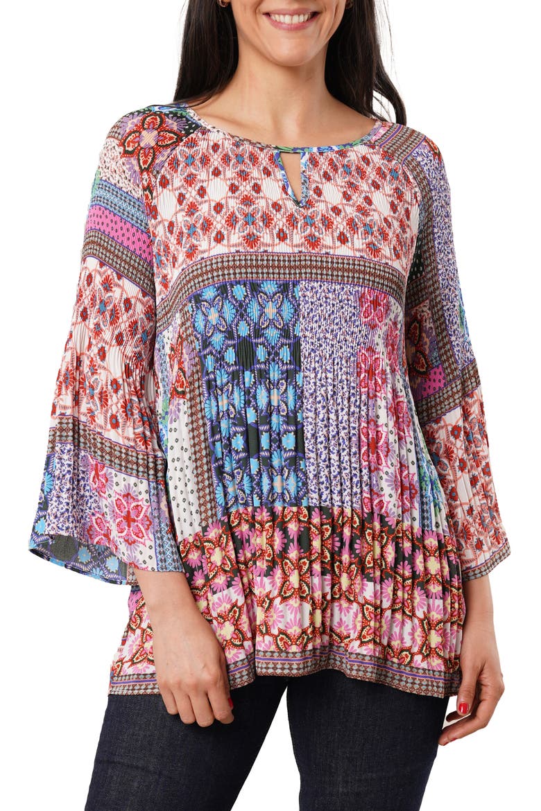 Pleated Keyhole Top, Main, color, ARIEL