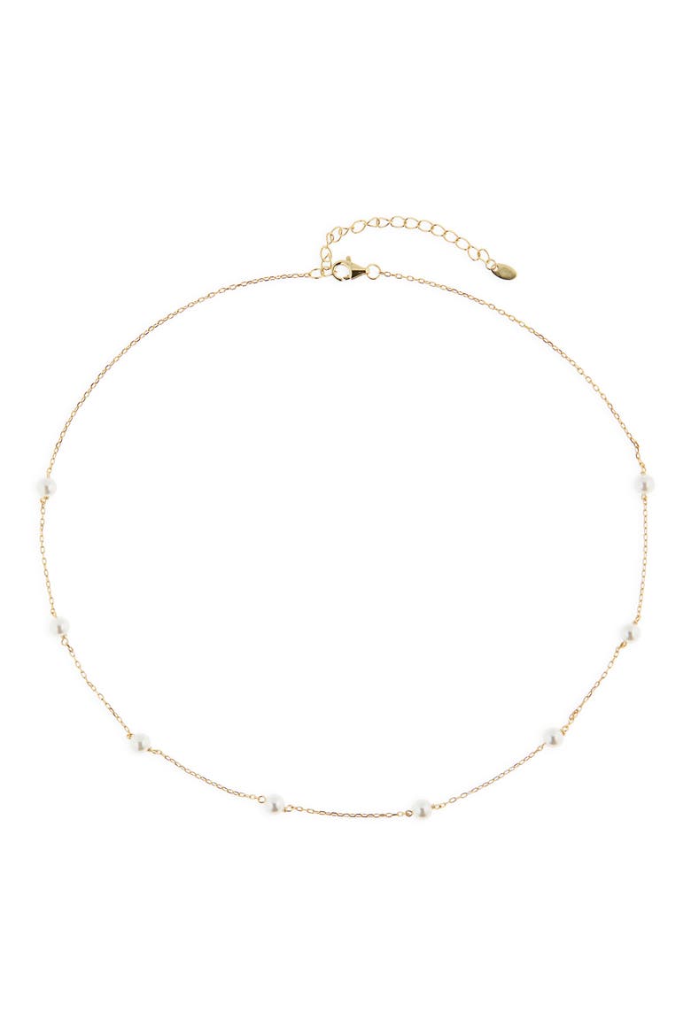 Classic Faux Pearl Station Necklace, Main, color, GOLD