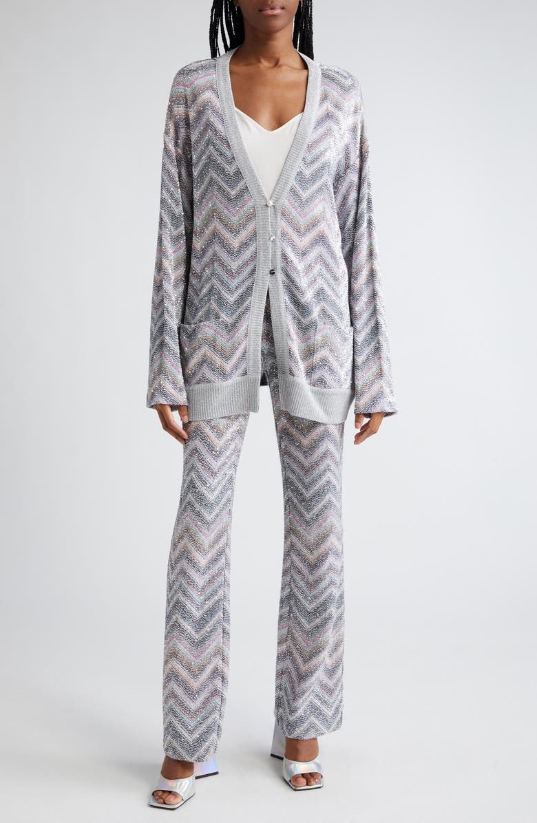 Missoni Sparkly Chevron Flare Pants, Alternate, color,