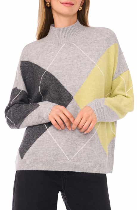 Halogen® Argyle Mock Neck Sweater