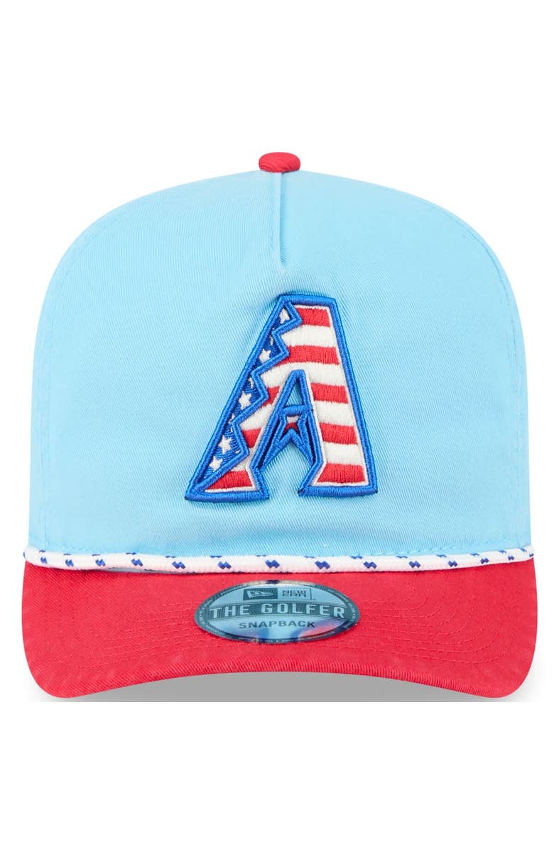 New Era Men's New Era Light Blue/Red Arizona Diamondbacks 2025 Fourth of July Golfer Snapback Hat, Alternate, color, 