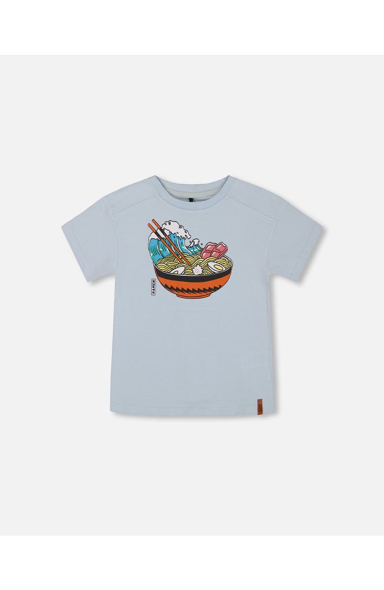 Deux par Deux Little Boy's Short Sleeve Graphic Tee Blue And Ramen, Main, color, Blue And Ramen