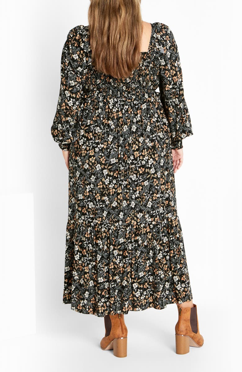 City Chic Avana Floral Long Sleeve Midi Dress, Alternate, color, Ditsy