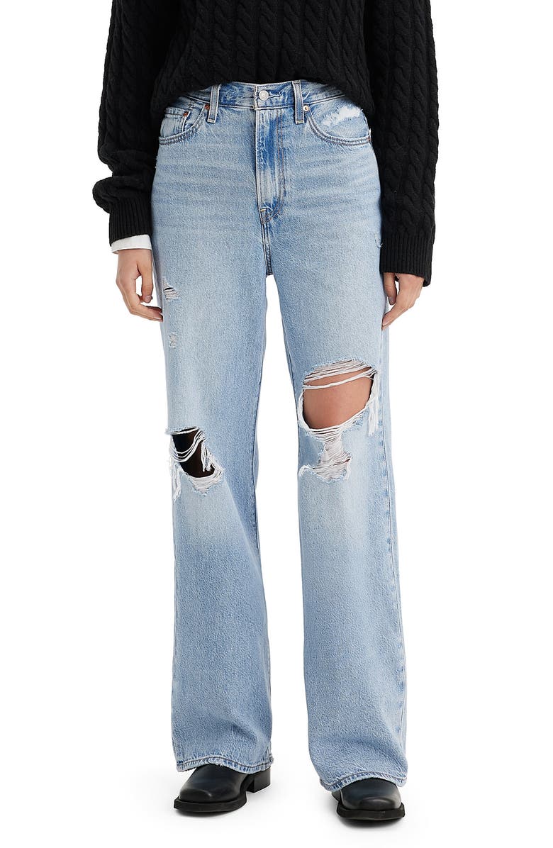 Levi's<sup>®</sup> Ribcage Ripped High Waist Wide Leg Jeans, Main, color, 