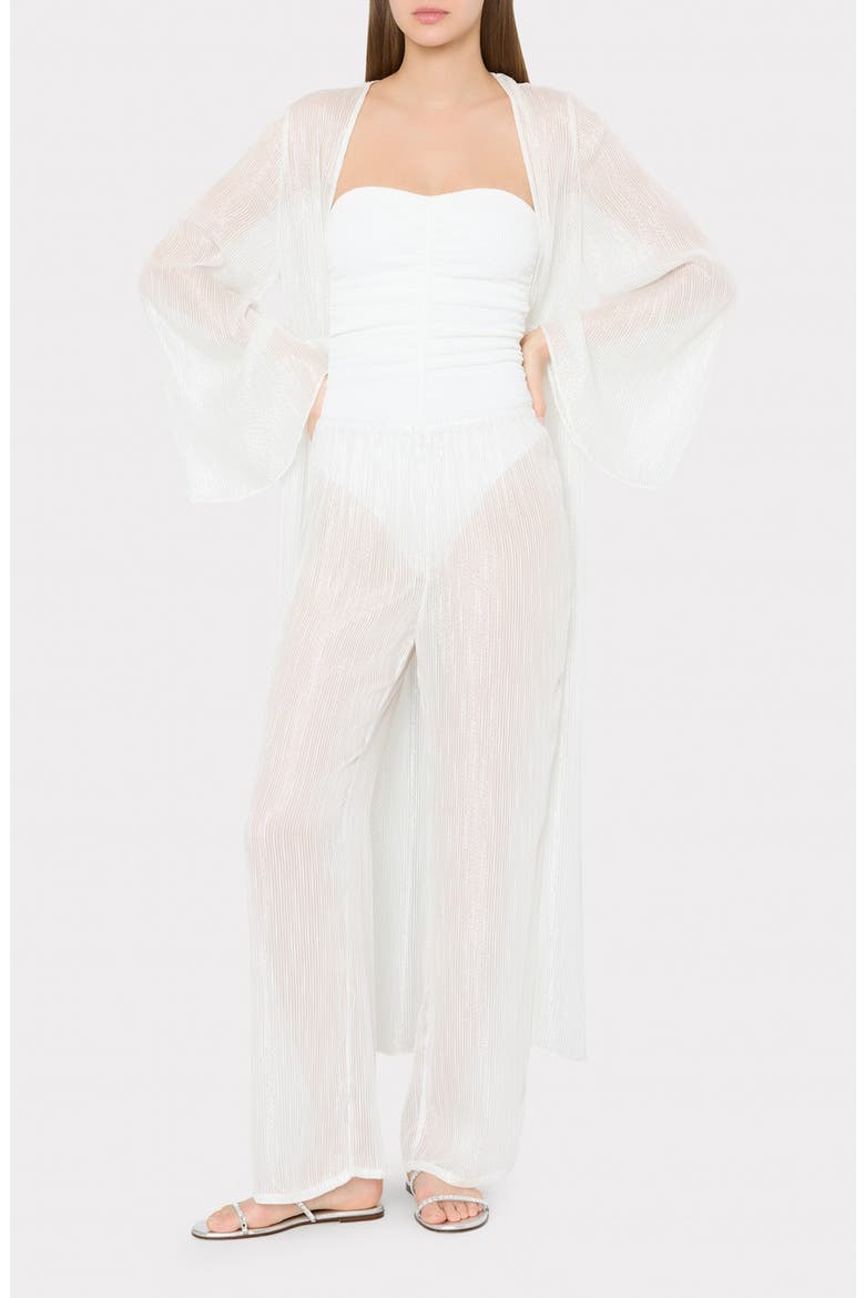 Celina Pinstripe Cover-Up Pants, Alternate, color, WHITE/ SILVER