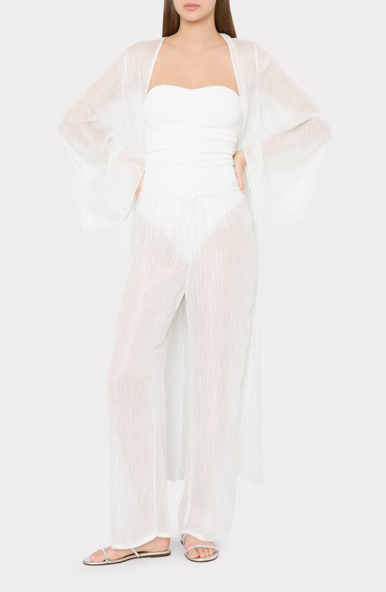 Milly Celina Pinstripe Cover-Up Pants, Alternate, color, White/ Silver