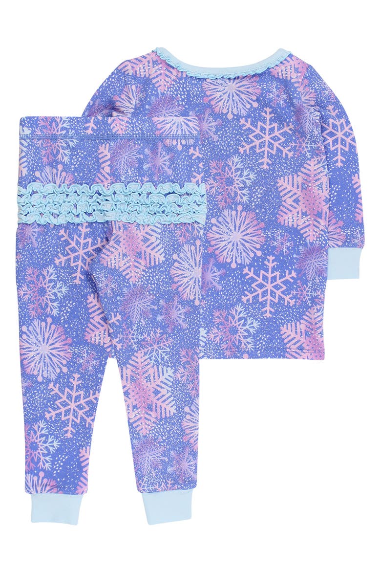 Modal Blend Toddler Girls Ruffle Long Sleeve Pajama Set, Main, color, Shimmer Snowflakes