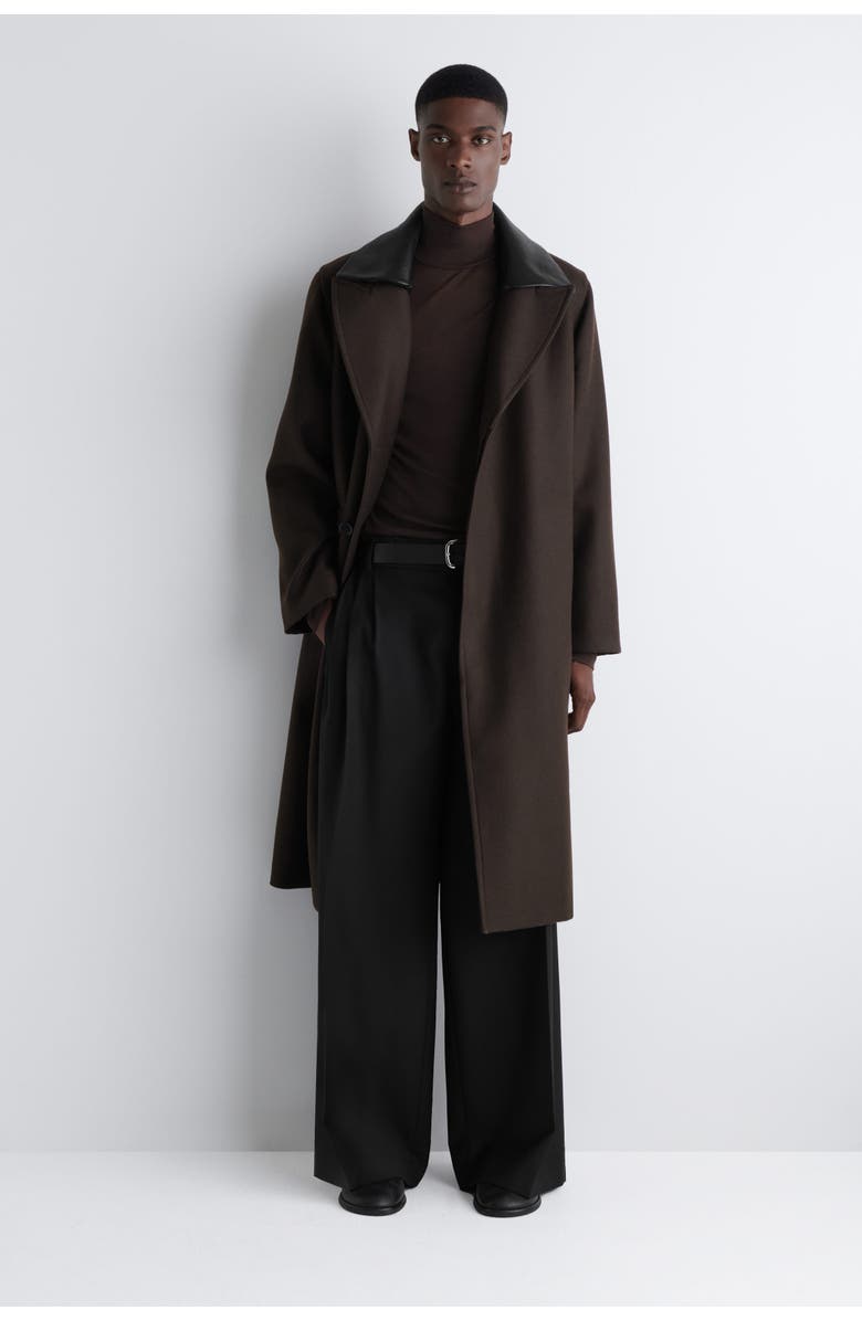 COS Slim Wool-Jersey Rollneck Top, Alternate, color, Dark Brown