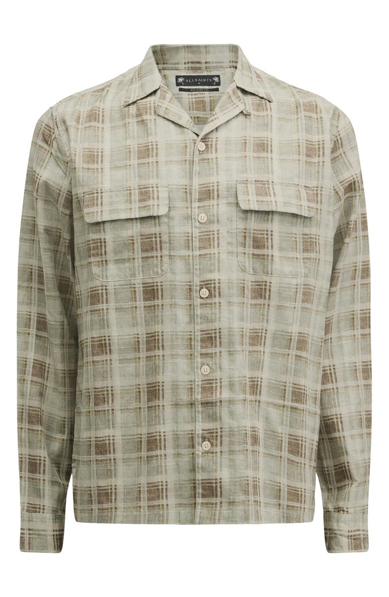 AllSaints Seattle Check Long Sleeve Camp Shirt, Alternate, color, 