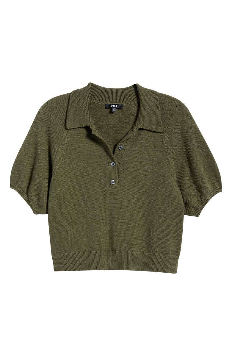 PAIGE Birch Puff Sleeve Organic Cotton Blend Polo Sweater, Alternate, color,