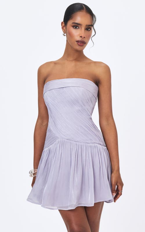 Miss Circle Yalena Crystal Organza Strapless Mini Dress In Lavender
