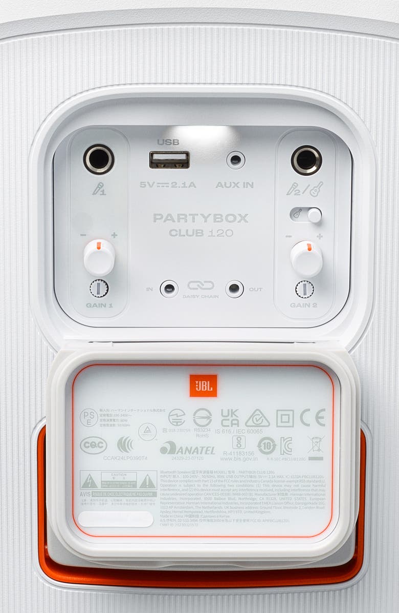 JBL PartyBox Club 120 Portable Speaker, Alternate, color, White