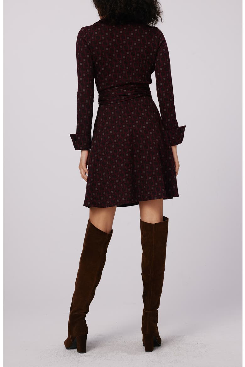 Sofia Long Sleeve Faux Wrap Minidress, Alternate, color, VINYL LINKS PLUM SM