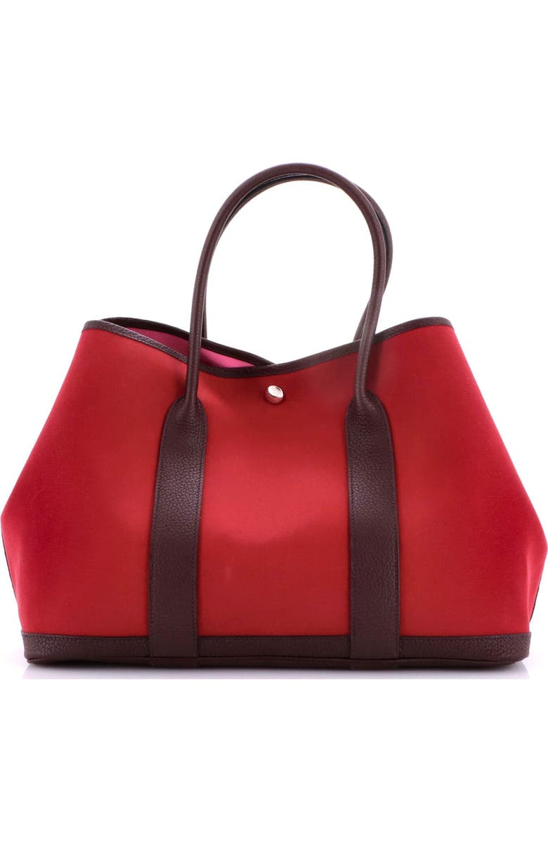 Pre-Owned Hermes Garden Party Tote Toile and Leather 36, Alternate, color, Rubis