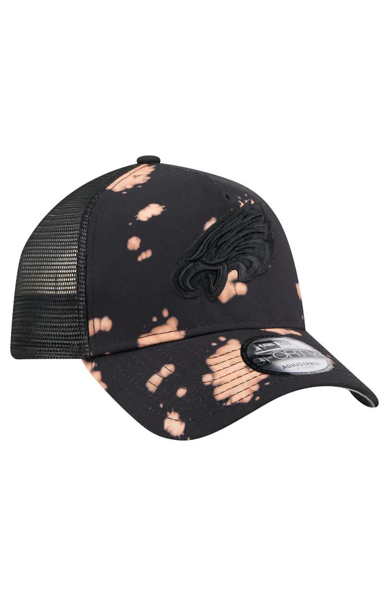 New Era Men's New Era Black Philadelphia Eagles Bleached 9FORTY A-Frame Adjustable Hat, Alternate, color, 