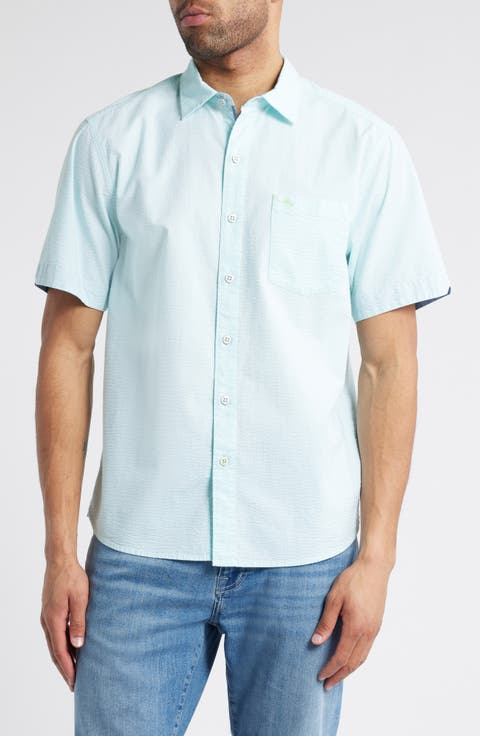 Nova Wave Short Sleeve Seersucker Button-Up Shirt