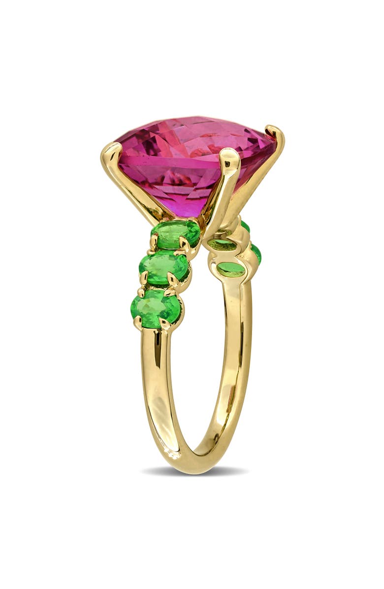 Julianna B. Pink Topaz & Tsavorite Ring Yellow Plated, Alternate, color, Pink Topaz