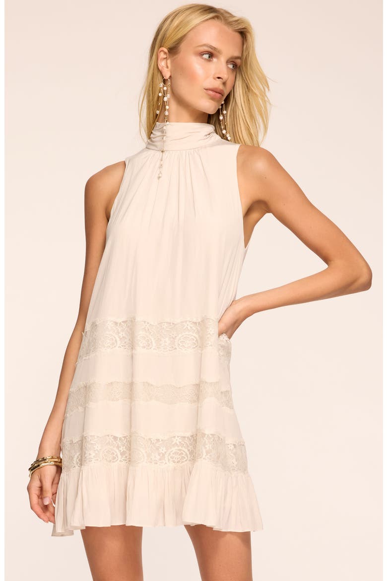Samantha Lace Inset Minidress, Alternate, color, BONE